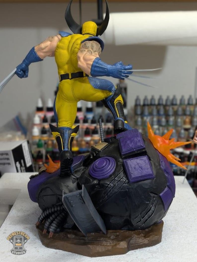 Wolverine vs Sentinel 3D Printed and Painted figure image 2