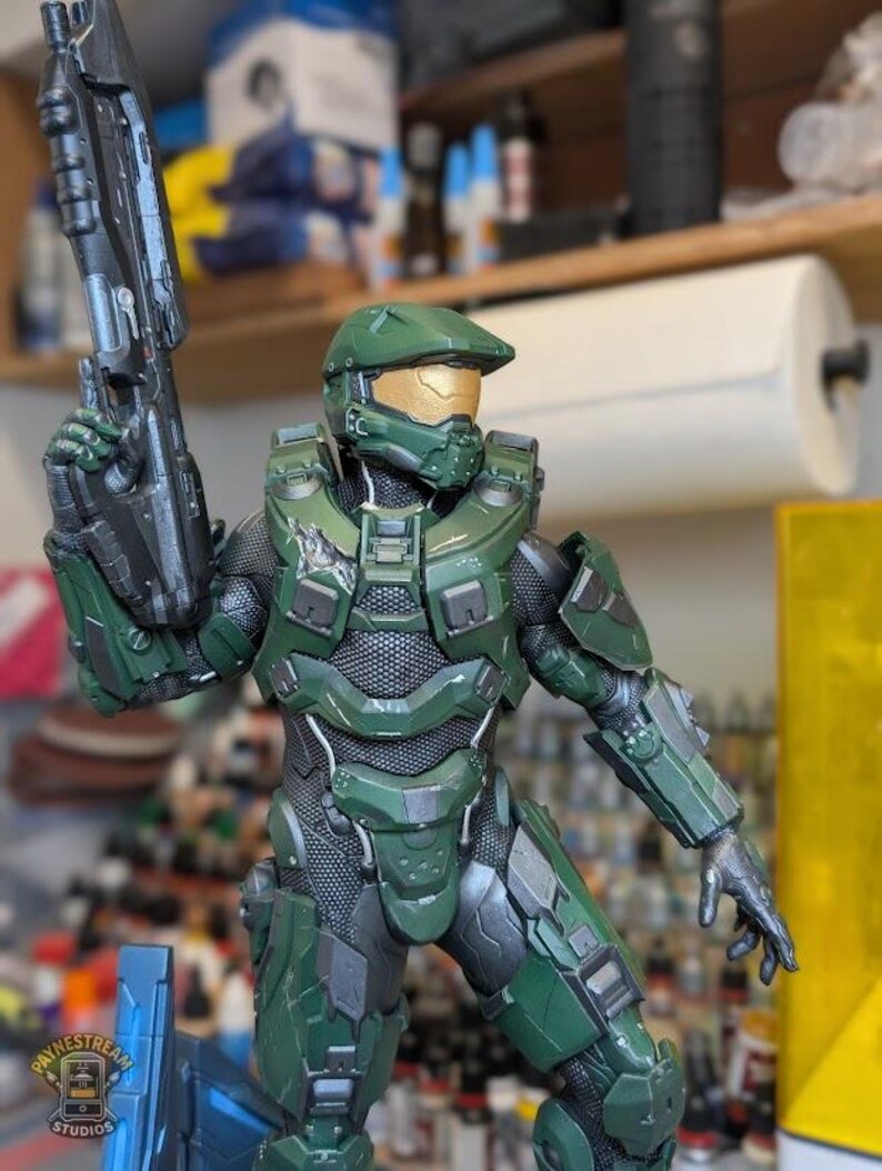 Spartan Super Soldier Statue – Hand-Painted 3D Print | Sci-Fi Inspired Collectible image 8