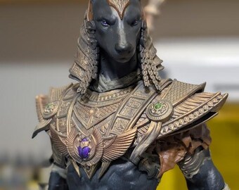 Estatua de Anubis – Impresión 3D pintada a mano / Figura coleccionable del dios egipcio del más allá