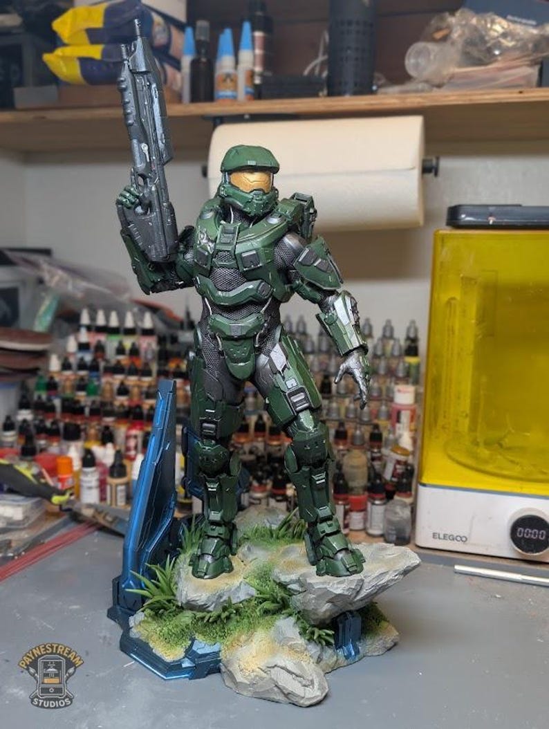 Spartan Super Soldier Statue – Hand-Painted 3D Print | Sci-Fi Inspired Collectible image 1