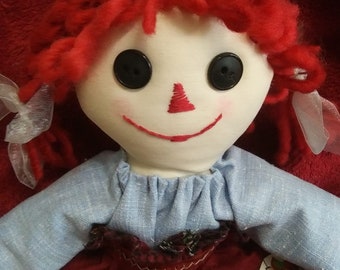 Raggedy Ann Doll, handmade, new, 13 inches tall