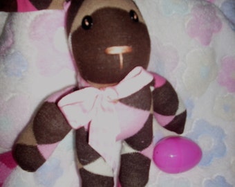 Chocolate cherry Easter rabbit made from socks.