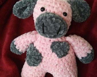 Strawberry cow, amigurumi, plushie, velvet, tik tok craze