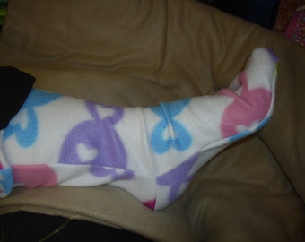 pastel fish warm fleece socks for indoor/outdoor wear