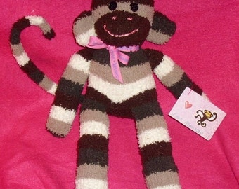 SALE  Chocolate Stripe Sock Monkey