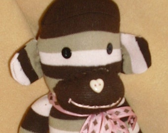 Chocolate cherry and caramel sock monkey toy SALE