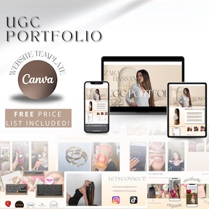 Modelo de site UGC Canva Neutro UGC Portfólio Leve Moderno UGC Kit de mídia Kit de criador de conteúdo Estética ugc Landing Page Portfólio de marca