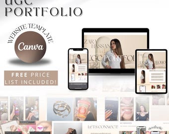 Plantilla de portafolio de contenido generado por usuarios (CGU), sitio web de Canva, kit de medios para creadores de contenido