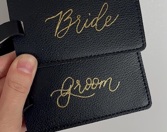 Bride & Groom- Handmade Hot Foil Luggage Tags