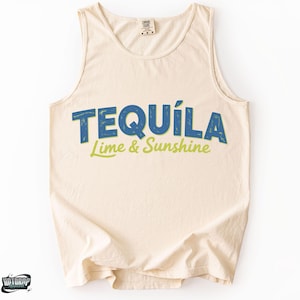 Zomerstrandtanktop - tanktop comfortabele kleuren - vintage tanktop Tequila Lime and Sunshine