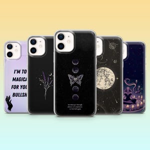 Witchy Phone Case Gothic Black Magical Cover for iPhone 17, 16Pro, 15, 14, 13, 12, Samsung S25, S24, S23, S22, A55, A35, A16, Pixel 10, 9A