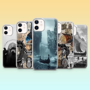 Vikings Phone Case Nordic Warrior Norse Runes Cover for iPhone 16Pro, 15, 14, 13, 12, Samsung S25, S24, S23, S22, A55, A35, A16, Pixel 9A, 8