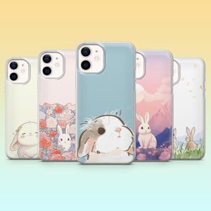 Niedliche Hase Handyhülle Frühling Kaninchen Ostern Ostern Cover für iPhone 16Pro, 15, 14, 13, 12, Samsung S25, S24, S23, S22, A55, A35, A16, Pixel 9Pro, 8