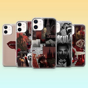 Vampire Phone Case Dark Collage Dracula Cover for iPhone 17 Air, 16, 15, 14, 13, 12, Samsung S25, S24, S23, S22, A56, A16, Pixel 10Pro, 9A