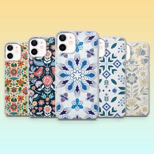 Scandinavian Folk Art Phone Case Nordic Pattern Cover for iPhone 16Pro, 15, 14, 13, 12, Samsung S25, S24, S23, S22, A55, A35, A16, Pixel 9A