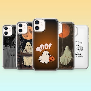 Funny Ghost Phone Case Girly Halloween Cover for iPhone 17Pro, 16, 15, 14, 13, Samsung S25, S24, S23, S22, A56, A54, A16, Pixel 10Pro, 9, 8A