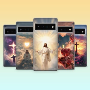 Jesus Phone Case Spiritual Christian Religious Cover for Google Pixel 9, 9Pro XL, 8A, 7Pro, 6A, Samsung S25, S24, S23, A35, A16, iPhone 16e