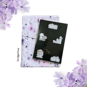 Planner Pouch with Pocket, B5 Stalogy Notebook Cover, B5 Common Planner Cover, B5 Journal Fabric Cover, Quilted Lilac Floral Planner Pouch.