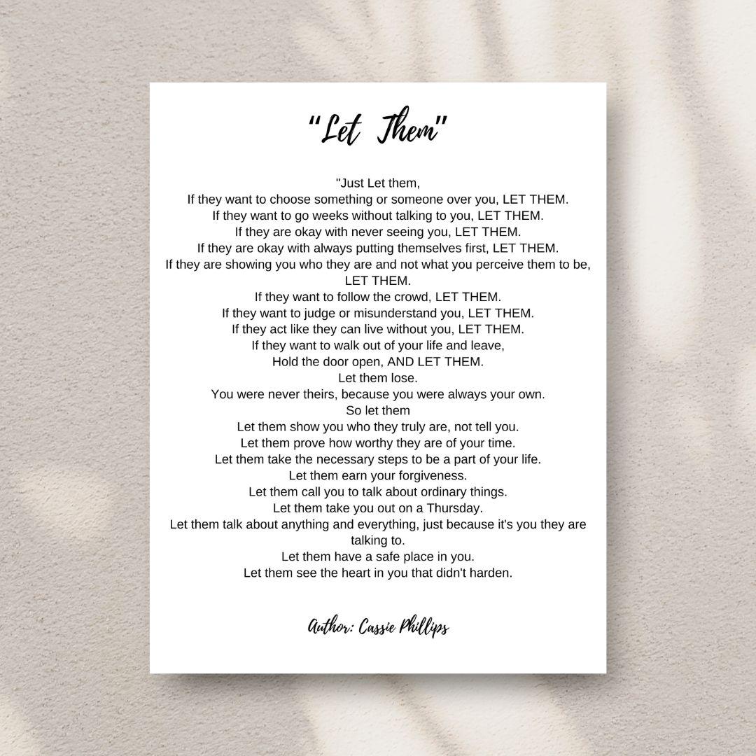 Let Them Poem Print: Minimalist Self-worth Wall Art, Mental Health ...