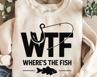 WTF wo ist der Fisch SVG PNG, lustiges Angeln Zitat Design, Papa Witz Geschenk zum Vatertag, Cricut Silhouette Schnitt Datei, Sofort Download