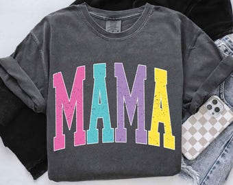 Varsity Mama PNG: design a sublimazione al neon per la vita da mamma (download digitale)