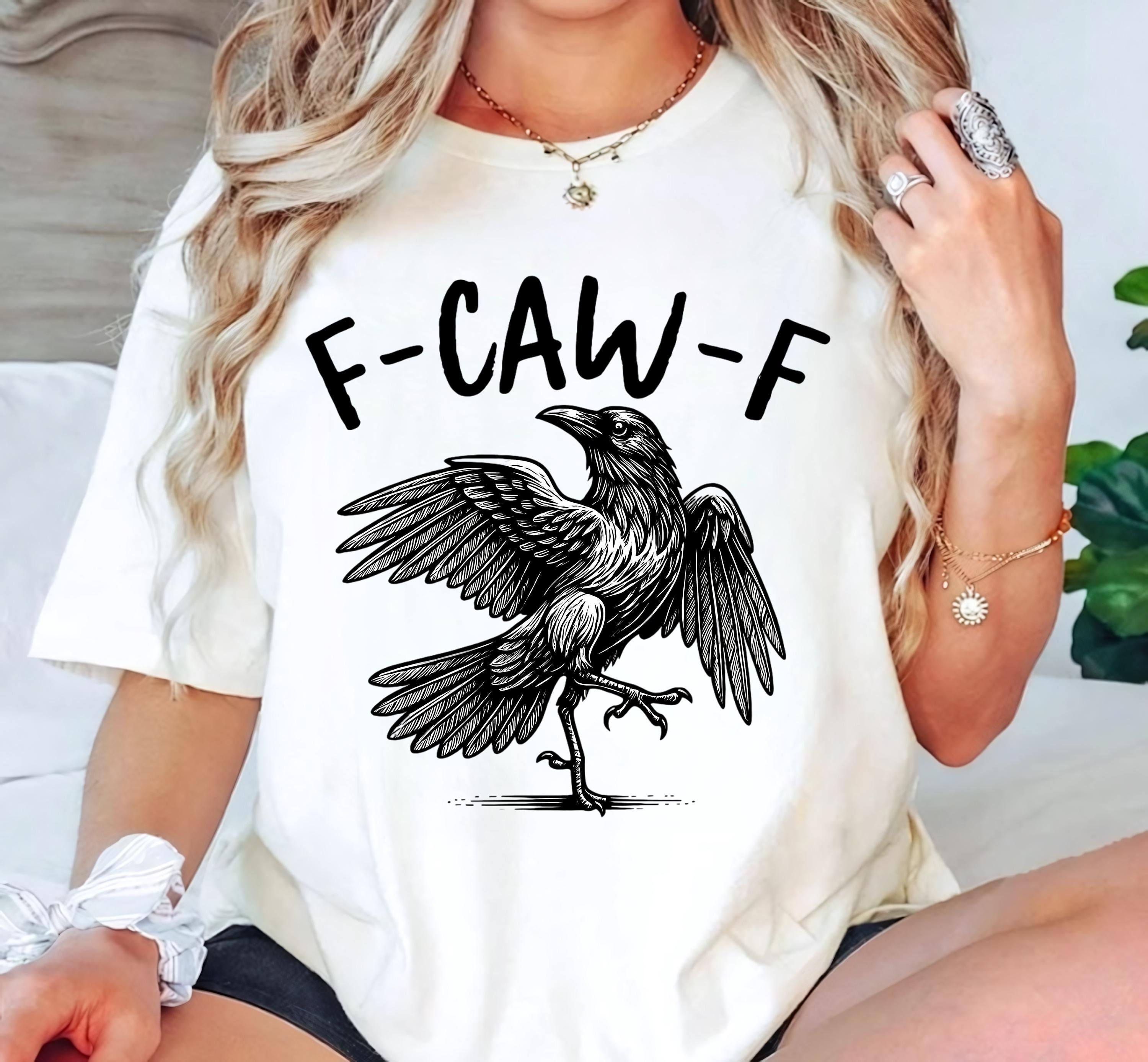 Funny Crow Shirt – F-caw-f Graphic V-Neck T-Shirt, Casual Black Bird Humor Tee