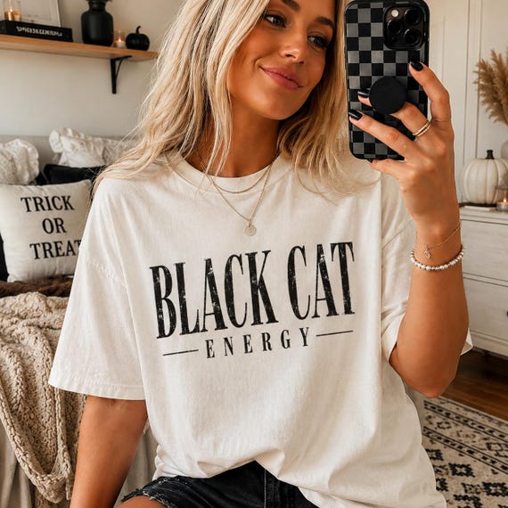 Black Cat Energy PNG, Halloween Distressed Png, Retro Fall Shirt Design, Spooky Season Png, Vintage Halloween PNG, Black Cat PNG, Trendy Png
