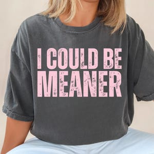 I Could Be Meaner SVG, Sarcastic Quote SVG, Funny Humor Design for T-Shirts, Mental Health Humor, Cricut & Sublimation Cut File