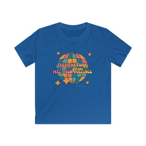 Feel the Funk Disco Globe Kids Tee | Retro Rainbow Typography