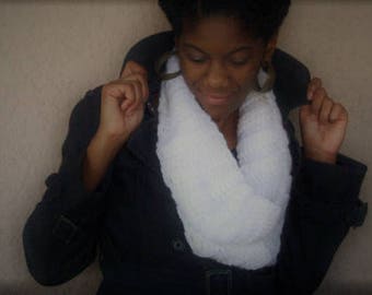 Crochet Infinity Scarf in Winter White Cowl Wrap