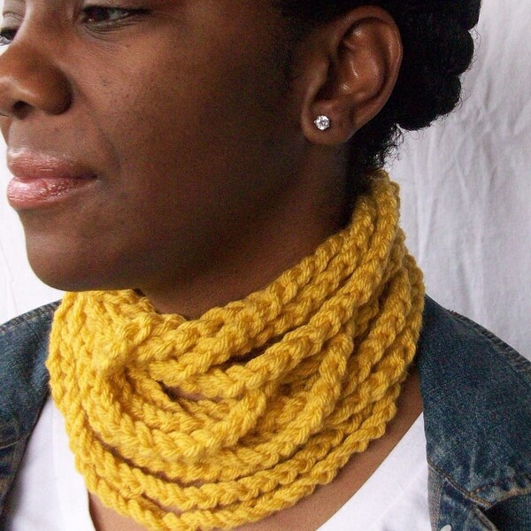 Yellow Crochet Rope Scarf