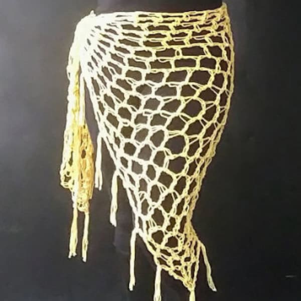 Crochet Sarong in Yellow | Swimsuit Cover Up | Bathing Suit Cover Up | Wrap Cover Up | Mesh Cover Up | Fishnet | Spring Break | Beach