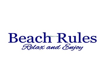 Beach Rules Relax and Enjoy - Wall Decal - Vinyl Wall Decals, Wall Stickers, Wall Quotes, Beach Wall Decal, Porch Decal, Vacation Decals