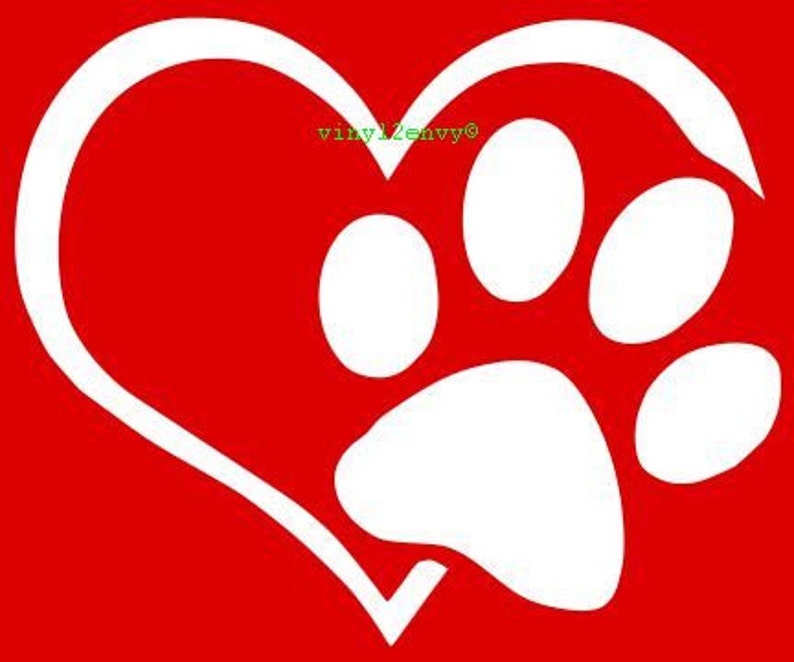 Paw Print Heart Car Window Decal