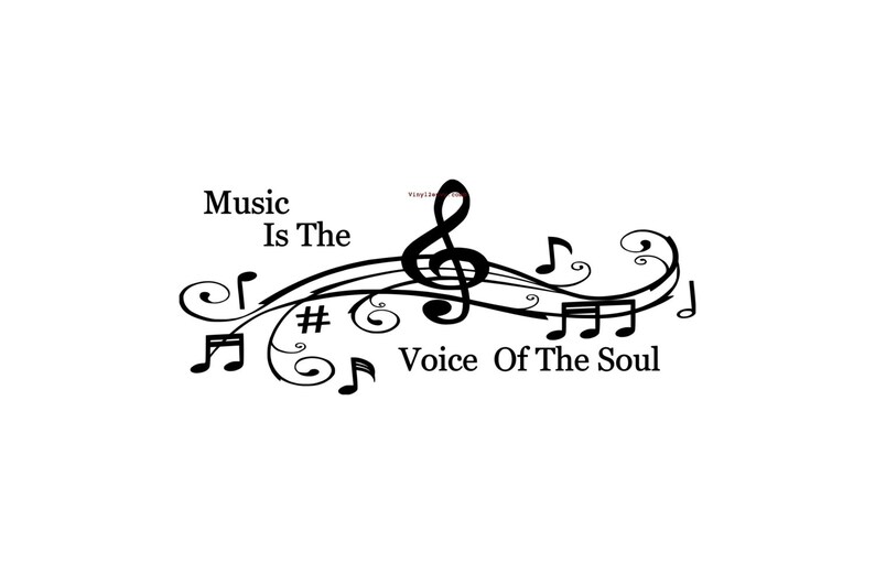 Music Is The Voice Of The Soul Wall Decal Vinyl Wall Decals, Wall Decor, Wall Sticker, Wall Quotes, Music Wall Decor afbeelding 1