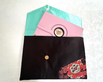 Funda para portátil estilo obi vintage / Funda para iPad de tela de kimono japonés