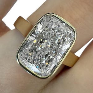 2.00 CT Cushion Cut Lab Grown Diamond Bezel Set Thick Band Trending Engagement Ring For Women-Wedding Proposal Promise Ring-Anniversary Ring