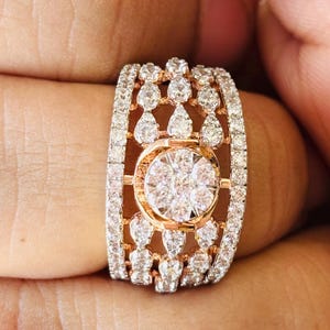 Round Cut Lab Grown CVD Diamond Vintage Style Engagement Ring 14K Yellow Gold Unique Bridal Wedding Promise Ring For WOmen-Mother&#39;s Day Gift