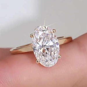 Certified 4.00 Carat Oval Lab Grown CVD Diamond Hidden Halo 14K Yellow Gold Solitaire Engagement Ring – Wedding Anniversary Gift for Her