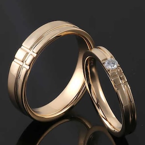Classic 3mm Round Natural Diamond Couple Rings – 14K Yellow Gold Wedding Couple Ring Set for Men & Women – Elegant Promise Bands