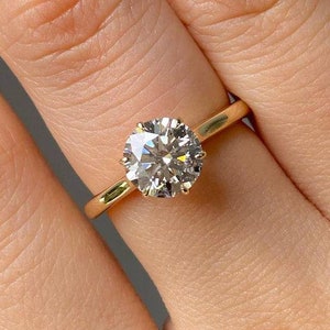 1.20 CT Round Cut Lab-Grown CVD Diamond 6-Prong Set Solitaire Engagement Ring-14K Solid Yellow Gold-Anniversary Gift for Her-Promise Ring