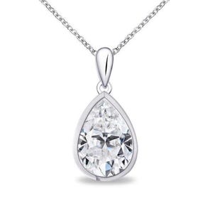 Pear Cut Lab Grown Diamond Bezel Necklace – IGI Certified 14K Solid Gold Lab Diamond Necklace – Minimalist Solitaire Engagement Necklace