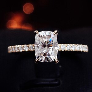 IGI Certified Lab Grown Radiant Cut Diamond Engagement Ring: Hidden Halo Pave Band