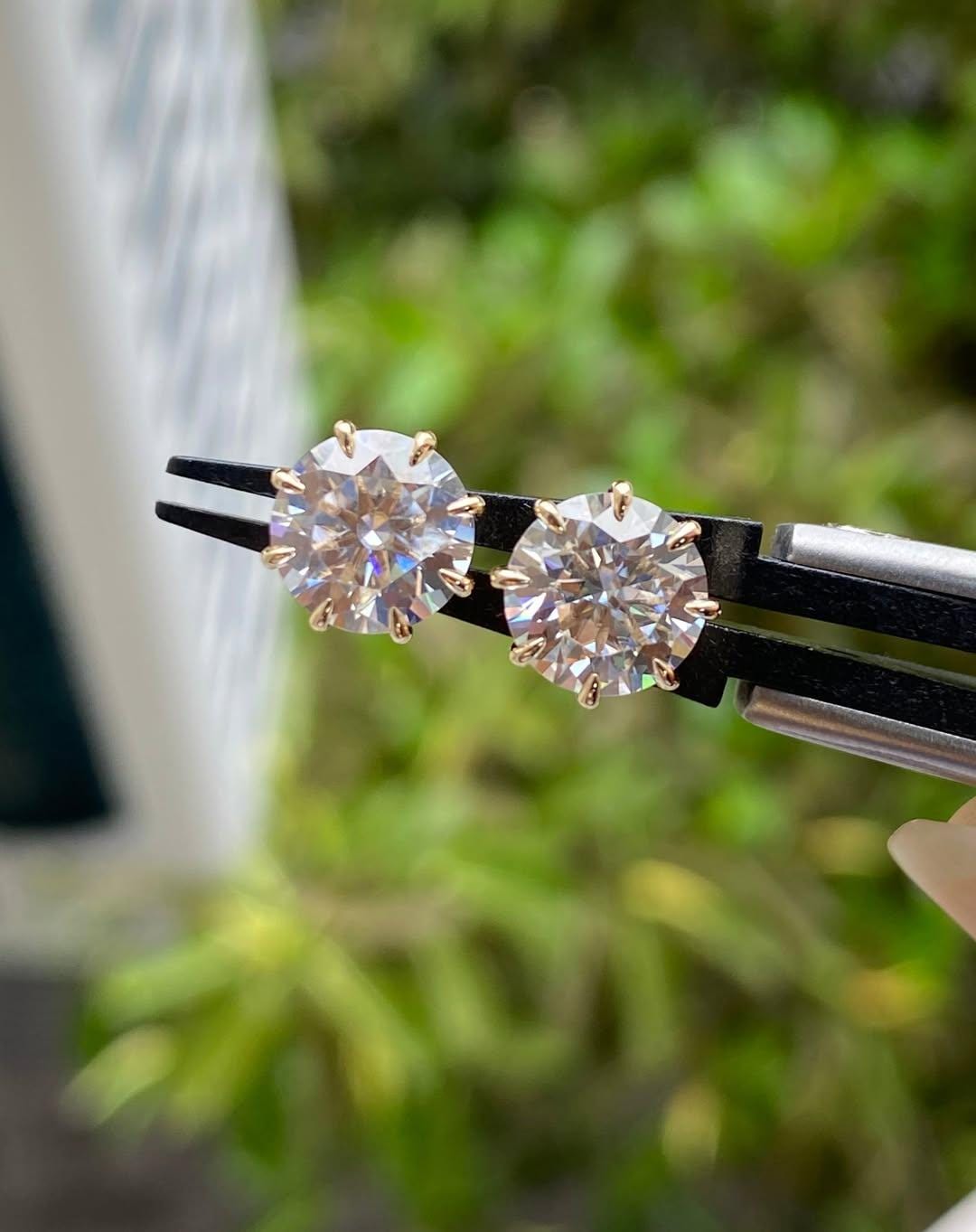 IGI Certified Lab Grown Diamond Stud Earrings: 3.00 TCW 14K Yellow Gold ...
