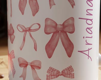 Tazza con fiocco Coquette / Tazza regalo per la festa della mamma / Tazza da caffè decorata con fiocco / Tazza in ceramica carina / Regalo per la mamma / Tazza in ceramica per la mamma / Regalo per la festa della mamma