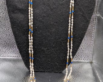 Lapis Lazuli + Freshwater Pearls in a 30" Necklace--PERFECT FOR SUMMER