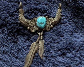 Signed Richard Begay Navajo Turquoise/Sterling Pendant