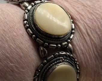 Vegetable Ivory and Sterling Bracelet