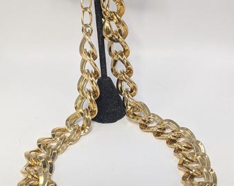 Clunky Goldtone Curb Chain Necklace, 18-20"