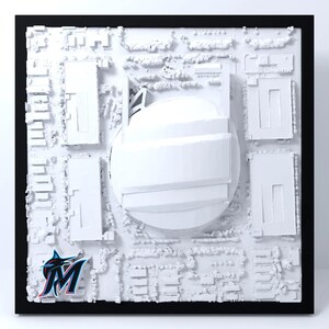 Miami Marlins loanDepot park 3D Topographic Map Wall Art, Personalized